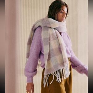 NWT Sezane Louise Scarf, Lilac and Vintage Blue